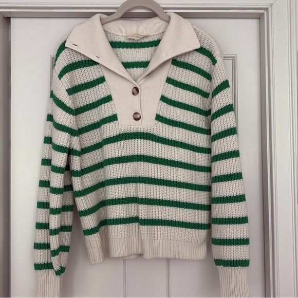 NOT FOR SALE Sezane Kyam Jumper size M green and ecru stripe💚 - Picture 4 of 6